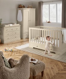 Oxford 3 Piece Cotbed Range with Dresser Changer & Wardrobe - Cashmere