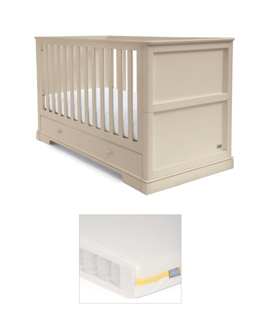 Oxford Cotbed & Essential Airflow Pocket Spring Cotbed Mattress Bundle - Cashmere