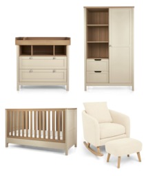 Harwell 3 Piece Cotbed Range with Alma Nursing Chair & Stool - Cashmere/Off White Boucle