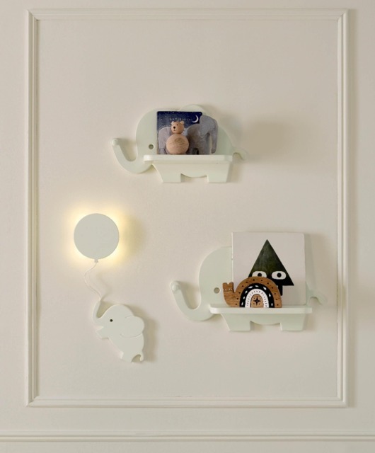 Elephant Shelves & Nightlight - Off-White