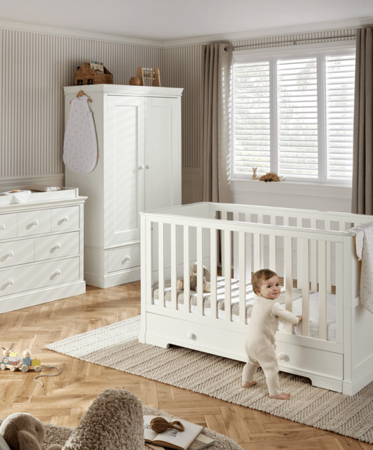 Oxford 3 Piece Cotbed Range with Dresser Changer & Wardrobe - White