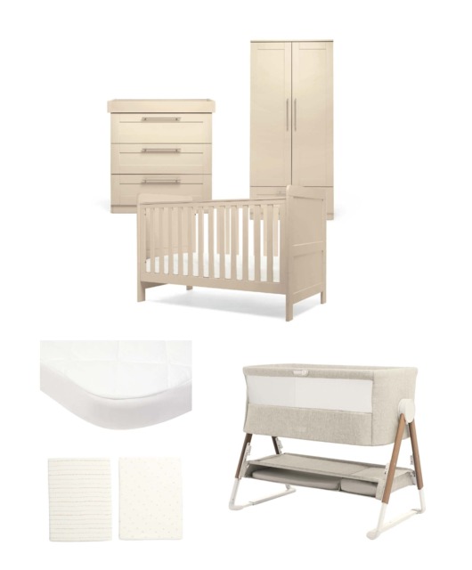 Hampden Nursery Bundle with Lua Bedside Crib (6 Piece) – Cashmere