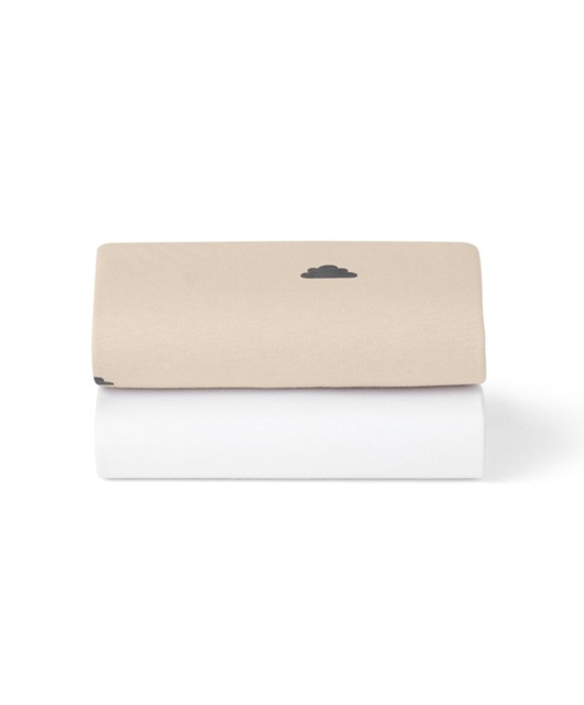 Snuz Twin Pack Moses Basket Sheets - Sand Cloud