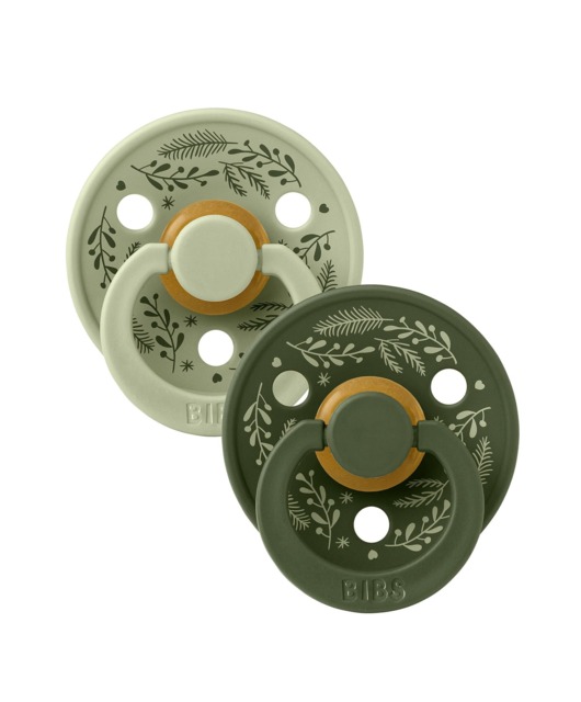 BIBS Colour Holiday Leaf Dummies 2 Pack - Sage/Hunter Green