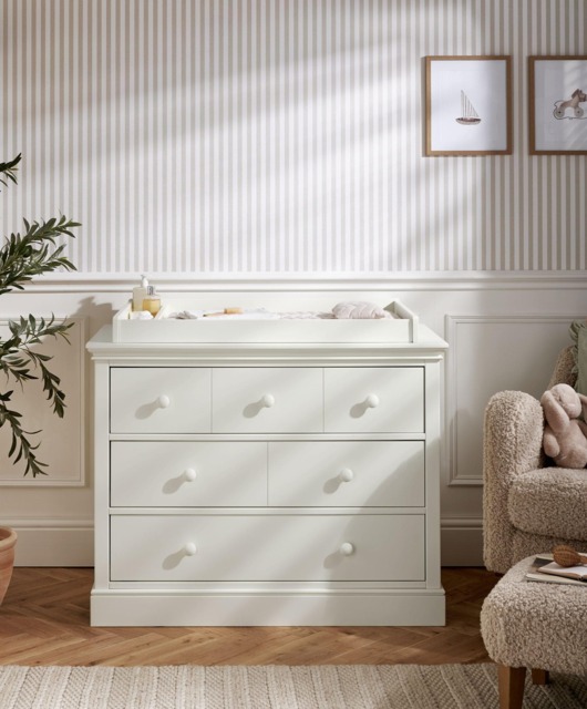 Oxford 3 Drawer Dresser & Baby Changing Unit - White