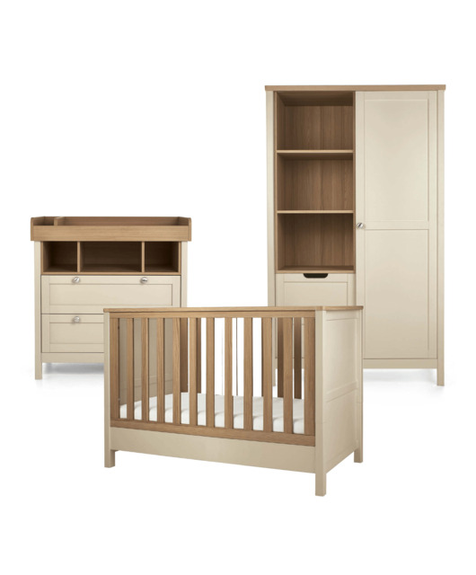 Harwell 3 Piece Small Cotbed Range with Dresser Changer & Wardrobe - Cashmere