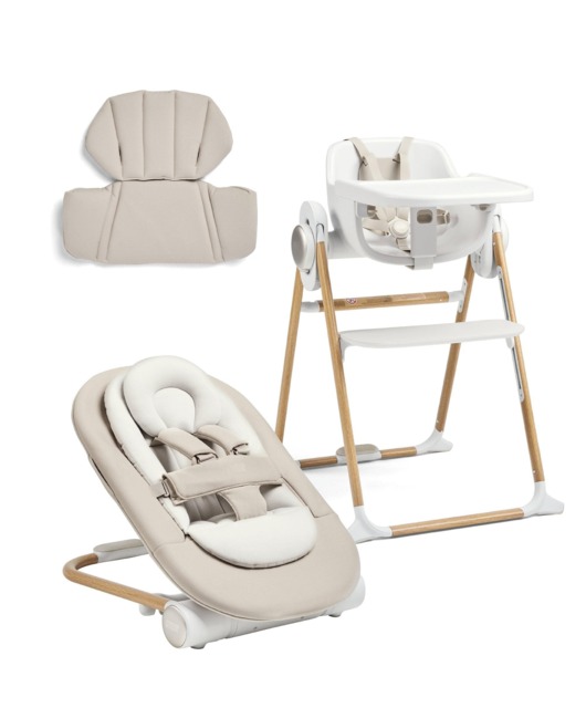 Eno Highchair, Bouncer & Cushion Complete Bundle - Cashmere