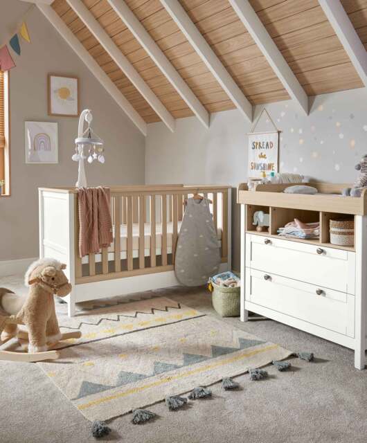Harwell 2 Piece Cotbed Set with Dresser Changer - White