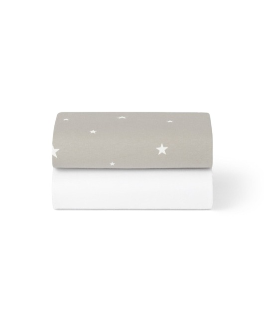 Snuz Twin Pack Crib Sheets - Grey Star