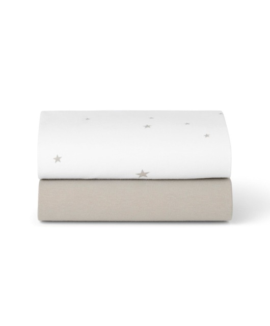 Snuz Twin Pack Moses Basket Sheets - Grey Star