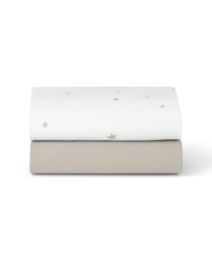 Snuz Twin Pack Moses Basket Sheets - Grey Star