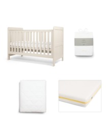 Atlas Cotbed Starter Bundle with Essential Pocket Spring Mattress & Sheets - Stone