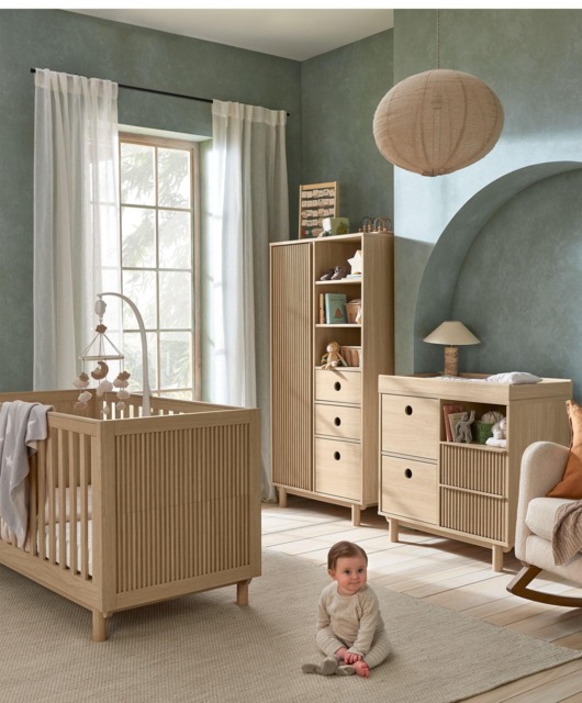 Oska 3 Piece Cotbed Range With Dresser Changer & Wardrobe - Oak