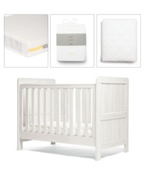 Atlas Small Cotbed Bundle with Essential Airflow Pocket Spring Mattress (4 Piece) - White
