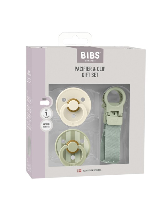 BIBS Pacifier & Loop Clip Gift Set - Sage