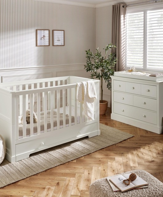 Oxford 2 Piece Cotbed Set with Dresser Changer - Off-White