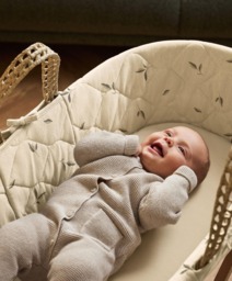 Little Green Sheep Quilted Moses Basket and Mattress - Leaves