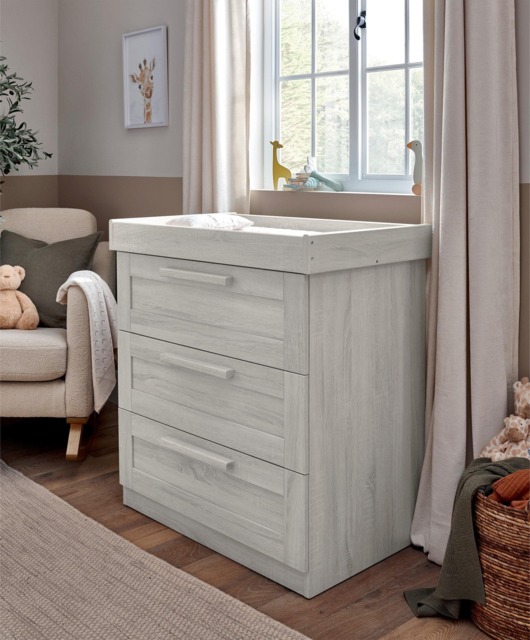 Atlas 3 Drawer Dresser & Changing Unit - Nimbus White