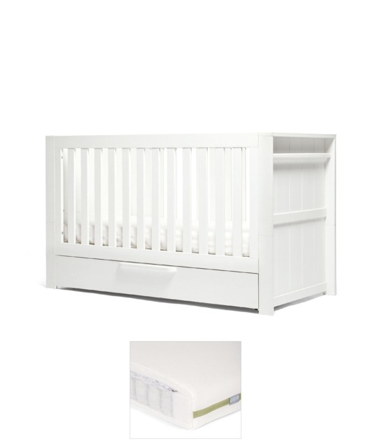 Franklin Cotbed & Premium Pocket Spring Mattress Bundle - White Wash