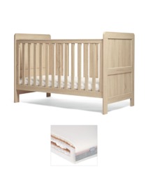 Atlas Cotbed & Luxury Hybrid Twin Mattress Bundle - Light Oak
