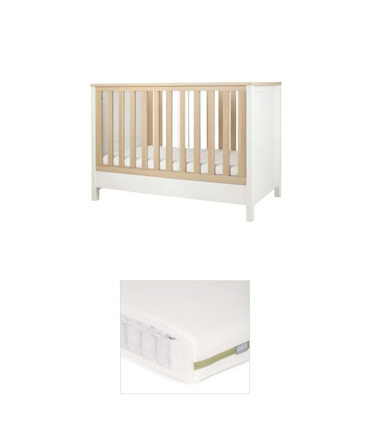 Harwell Small Cotbed Bundle with Premium Pocket Spring Small Cotbed & Cot Mattress - White