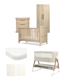 Atlas Nursery Bundle with Lua Bedside Crib (6 Piece) – Light Oak