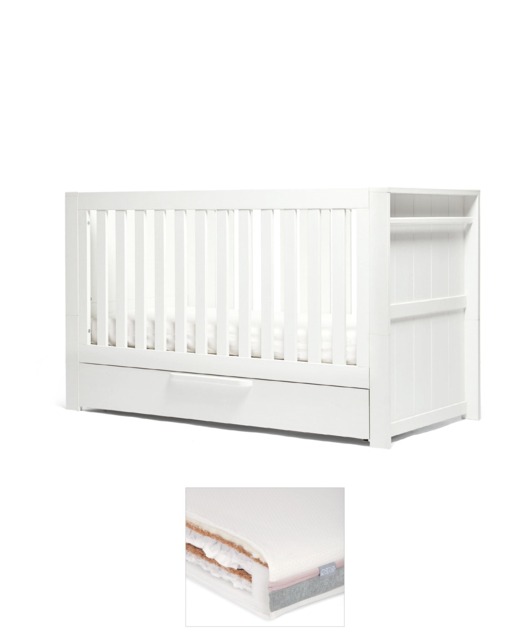 Franklin Cotbed & Luxury Hybrid Twin Mattress Bundle - White Wash