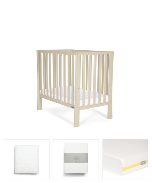Petite Cot Bundle with Essential Airflow Fibre Mattress (4 Pieces) - Cashmere