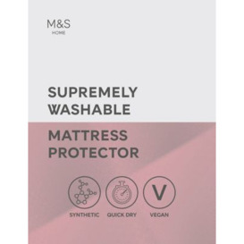 M&S Supremely Washable Mattress Protector - SGL - White, White