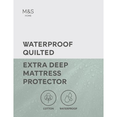 M&S Sleep Solutions Quilted Waterproof Extra Deep Mattress Protector - SGL - White, White