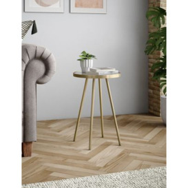 M&S Metal & Glass Round Side Table - Gold, Gold