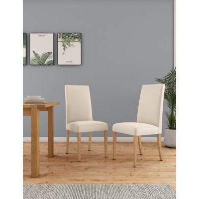 M&S Set of 2 Alton Faux Leather Dining Chairs - Soft White, Soft White