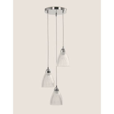 M&S Florence Glass 3 Multi Pendant Light - Silver, Silver,Antique Brass