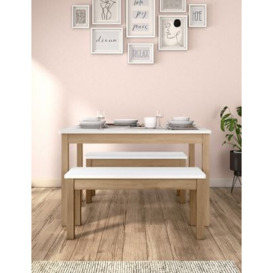 M&S 4 Seater Dining Table with Benches - White, White