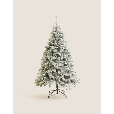 M&S 6ft Warm Pre-Lit Snowy Christmas Tree - White Mix, White Mix