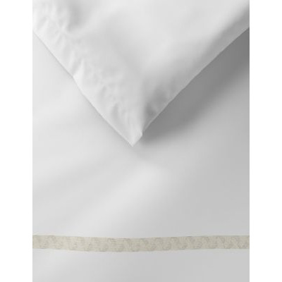 M&S  Pure Cotton Embroidered Bedding Set - 5FT - White, White