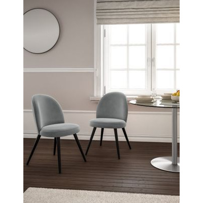 M&S Set of 2 Velvet Dining Chairs - Silver, Silver,Royal Blue,Dark Teal
