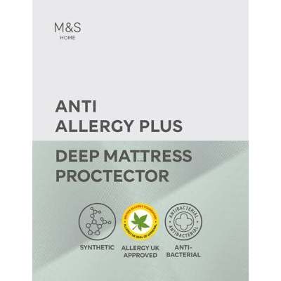 M&S Anti Allergy Plus Deep Mattress Protector - 6FT - White, White