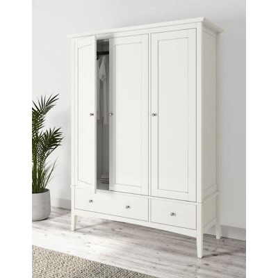 M&S Hastings Triple Wardrobe - Soft White, Soft White,Dark Grey,Grey,Mid Blue