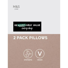 M&S 2pk Microfibre Medium Pillows - White, White
