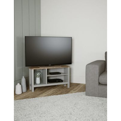 M&S Salcombe Corner TV Unit - Light Grey, Light Grey,Black