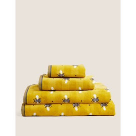 M&S Pure Cotton Repeat Bee Towel - HAND - Ochre, Ochre