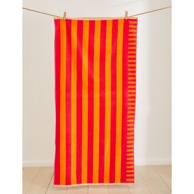 M&S Pure Cotton Striped Beach Towel - Pink Mix, Pink Mix