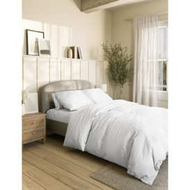 M&S Pure Cotton Striped Bedding Set - DBL - White, White