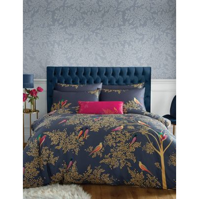 Sara Miller Pure Cotton Smokey Birds Bedding Set - SGL - Navy Mix, Navy Mix