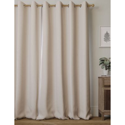 M&S Brushed Eyelet Blackout Temperature Smart Curtains - WDR90 - Champagne, Champagne,Dark Red,Mid Blue,Cream,Terracotta