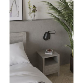 M&S Loxton 1 Drawer Slim Bedside Table - Light Grey, Light Grey