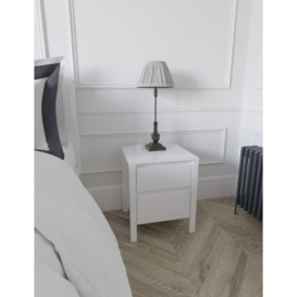 M&S Loxton Gloss 2 Drawer Bedside Table - White, White