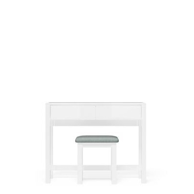 M&S Loxton Gloss Dressing Table & Stool - White, White