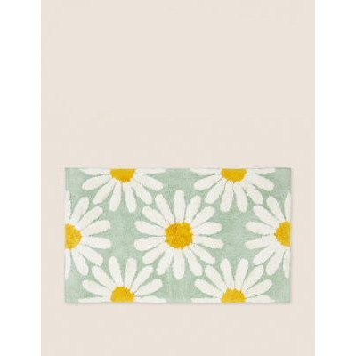 M&S Pure Cotton Daisy Bath Mat - Blue Mix, Blue Mix